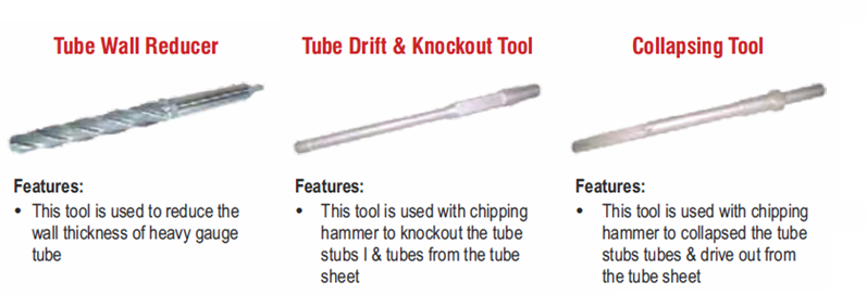 Heat Exchanger / Condenser / Boiler Tube Maintenance, Repair & Overhaul Tube Collapsing Tools Wall reducer Drift Knockout Tools