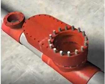 The world of Pipeline In-Situ Machining & Modification Valve Housing being mounted